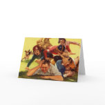 Dad Playing Football with the Kids and Family Dog cards