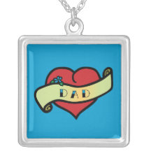 Dad Tattoo Heart Necklace