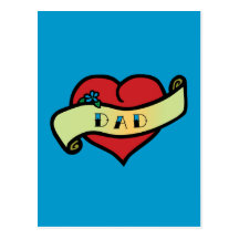 Dad Tattoo Heart Postcards