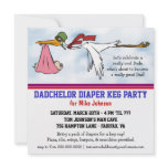 Dadchelor Diaper Keg New Dad Cute Stork Invitation