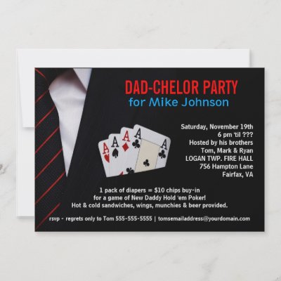 Dadchelor - Sophisticated Poker Party Invitations by th_party_invitations