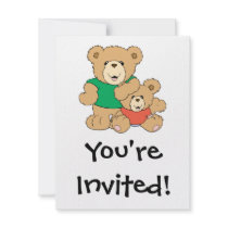 Daddy and Baby Boy Bear Personalised Invitation