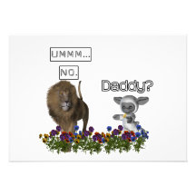 Daddy? asks a cute lamb to a big lion custom invites