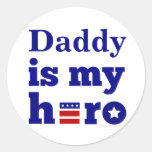 Daddy is My Hero Patriotic Red White and Blue Round Stickers