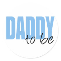 Daddy To Be (Blue Block Font) Round Stickers