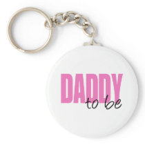 Daddy To Be (Pink Block Font) Keychains