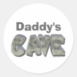 Daddy's Cave Custom Name Stone Look Round Sticker