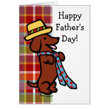 Daddy's Dachshund Cartoon Plaid Card