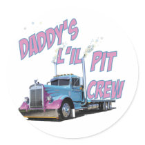 Daddy's L'il Pit Crew Round Sticker