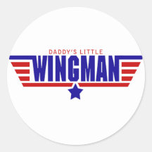 Daddys Little Wingman Round Stickers