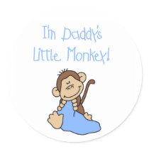 Daddy's Monkey-Blue Tshirts and Gifts Round Stickers