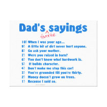 Dad's favourite sayings wrapped canvas gift.