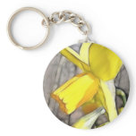 Daffodil In The Spring Woodlands Keychain