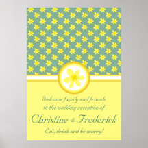 Daffodil Wedding, reception welcome poster
