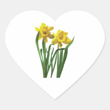 Daffodils At Attention Heart Sticker