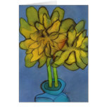 Daffodils in a Blue Vase Greetings Card
