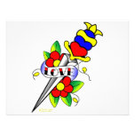 Dagger Flowers and Love Tattoo Personalised Invitation
