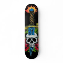Dagger, Skull, and Roses Skateboard