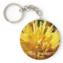 Dahlia Yellow Keychain BEST TEACHER! Key Chain