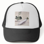 Daikon radish with plant growing hats