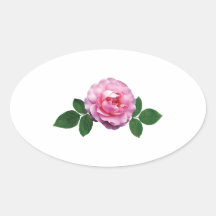 Dainty Pink Rose Oval Stickers