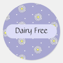 Dairy Free Food Label for Buffets and Picnics Stickers