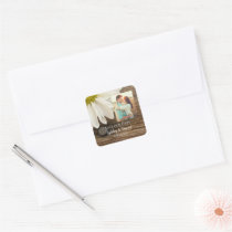 Daisy and Barn Wood Country Wedding Envelope Seals Stickers