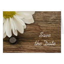 Daisy and Barn Wood Country Wedding Save the Date Cards