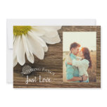 Daisy and Barn Wood Country Wedding Save the Date invitations