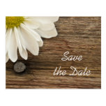 Daisy and Barn Wood Country Wedding Save the Date Post Cards