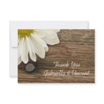 Daisy and Barn Wood Country Wedding Thank You Note Invitation
