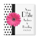 Daisy Black White Polka Dot Save the Date Magnet