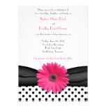 Daisy Black White Polka Dot Wedding Invitation