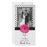 Daisy Black White Polka Dot Wedding Photocard Custom Photo Card