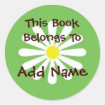 Daisy Book Label Round Stickers