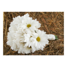 Daisy Bouquet & Hay - Country Wedding Invitation