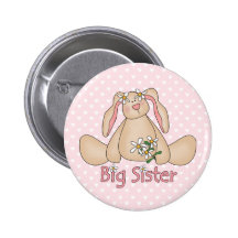 Daisy Bunny Big Sister Pinback Buttons