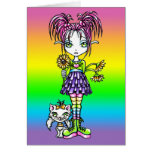 "Daisy" Cute Flower Child Cat Fairy Art Card