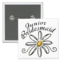 Daisy Floral Jr. Bridesmaid Pinback Buttons