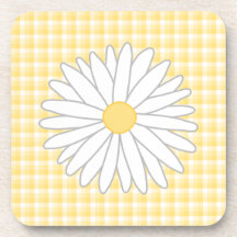 Daisy Flower in Yellow and White. Beverage Coaster