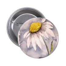 Daisy flower painting art gift pinback buttons