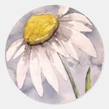 Daisy flower painting art gift round stickers