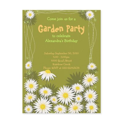 Daisy Garden Birthday Party Invitation Postcards by Ruxique