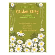 Daisy Garden Birthday Party Invitation Postcards