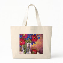 Daisy Iris Flowers Vase Painting Art - Multi Tote Bag