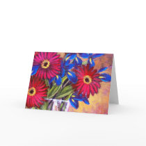 Daisy Iris Flowers Vase Painting Art - Multi