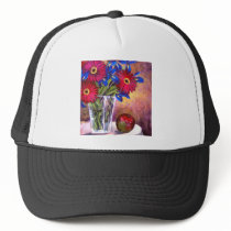 Daisy Iris Flowers Vase Painting Art - Multi