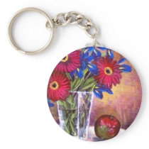 Daisy Iris Flowers Vase Painting Art - Multi