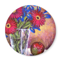 Daisy Iris Flowers Vase Painting Art - Multi