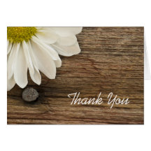 Daisy / Wood Country Wedding Bridesmaid Thank You Greeting Cards